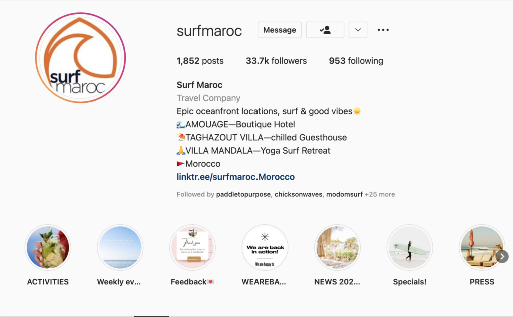 Social media for surf camp Surfmaroc