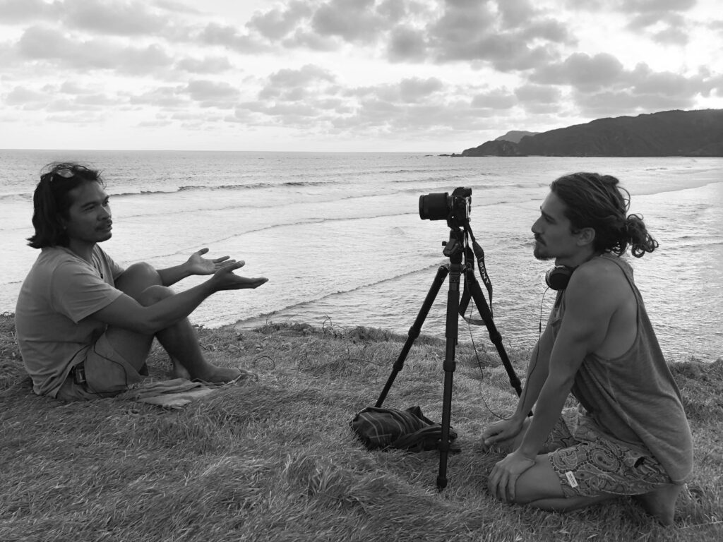 Uriel from Indo Surf Crew conducting an interview